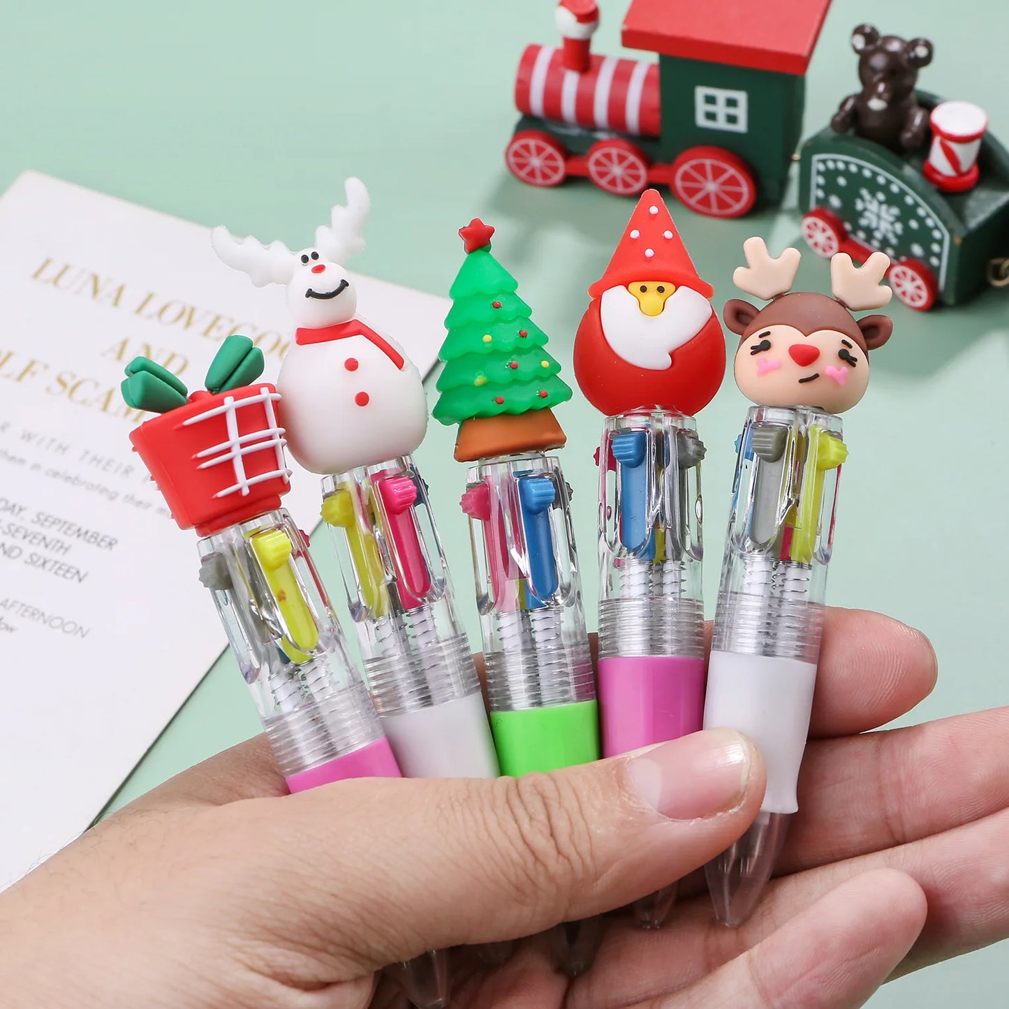 Kawaii Mini 4-Color Ballpoint Pens 🎨✨ | Cute Stationery Set for Kids & Girls | Adorable Office & School Supplies 🖊️💖