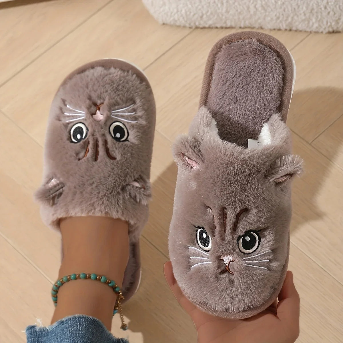 Cozy Plush Cat Slippers For Women Warm Indoor Shoes With Non Slip EVA 🐾🐱