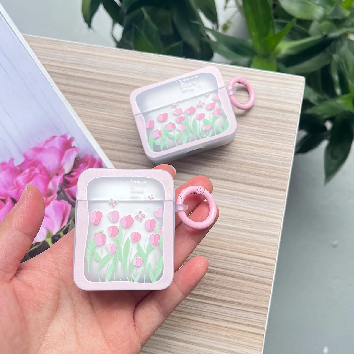 🌸 Cute Floral Silicone Case for AirPods 🌼 Stylish Earphone Cover with Keyring for Girls 🎀 - Pixie Quill