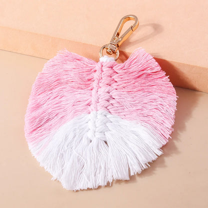 Pastel Rainbow Tassel Hand Knit Keychain For Car Bag Gift 🎀🌈💖