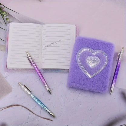 2 Pcs Tie-Dye Heart Plush Notebook Set Planner Diary Gift 🎀✨