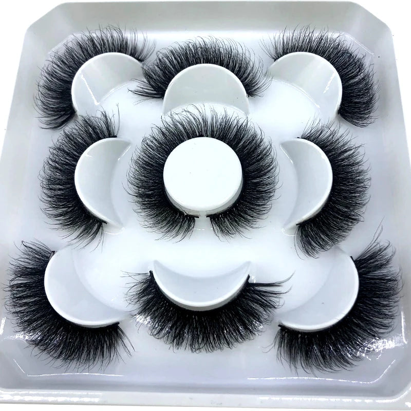 New 5 Pairs 8-25mm Natural 3D False Eyelashes Kit Mink Lashes Full Strip Look Whimsical Cute Glam 🌸✨