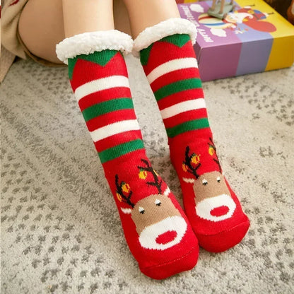 Fluffy Winter Socks For Women Warm Plush Non Slip Slipper Snowflake Gift ❄️🎁