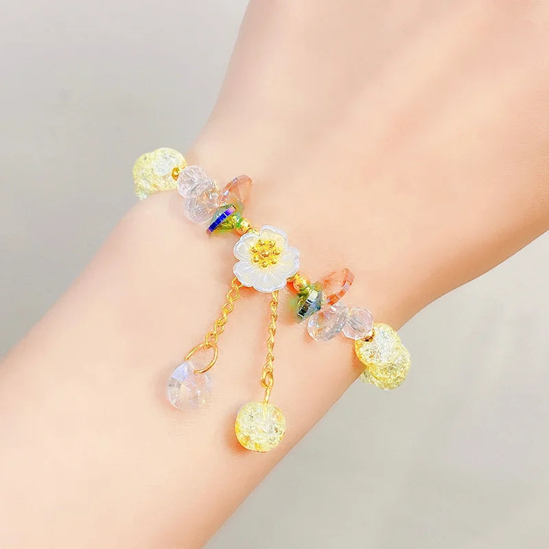Kawaii Shell Flower Crystal Charm Bracelet 🌸✨