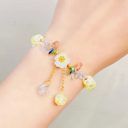 Kawaii Shell Flower Crystal Charm Bracelet 🌸✨
