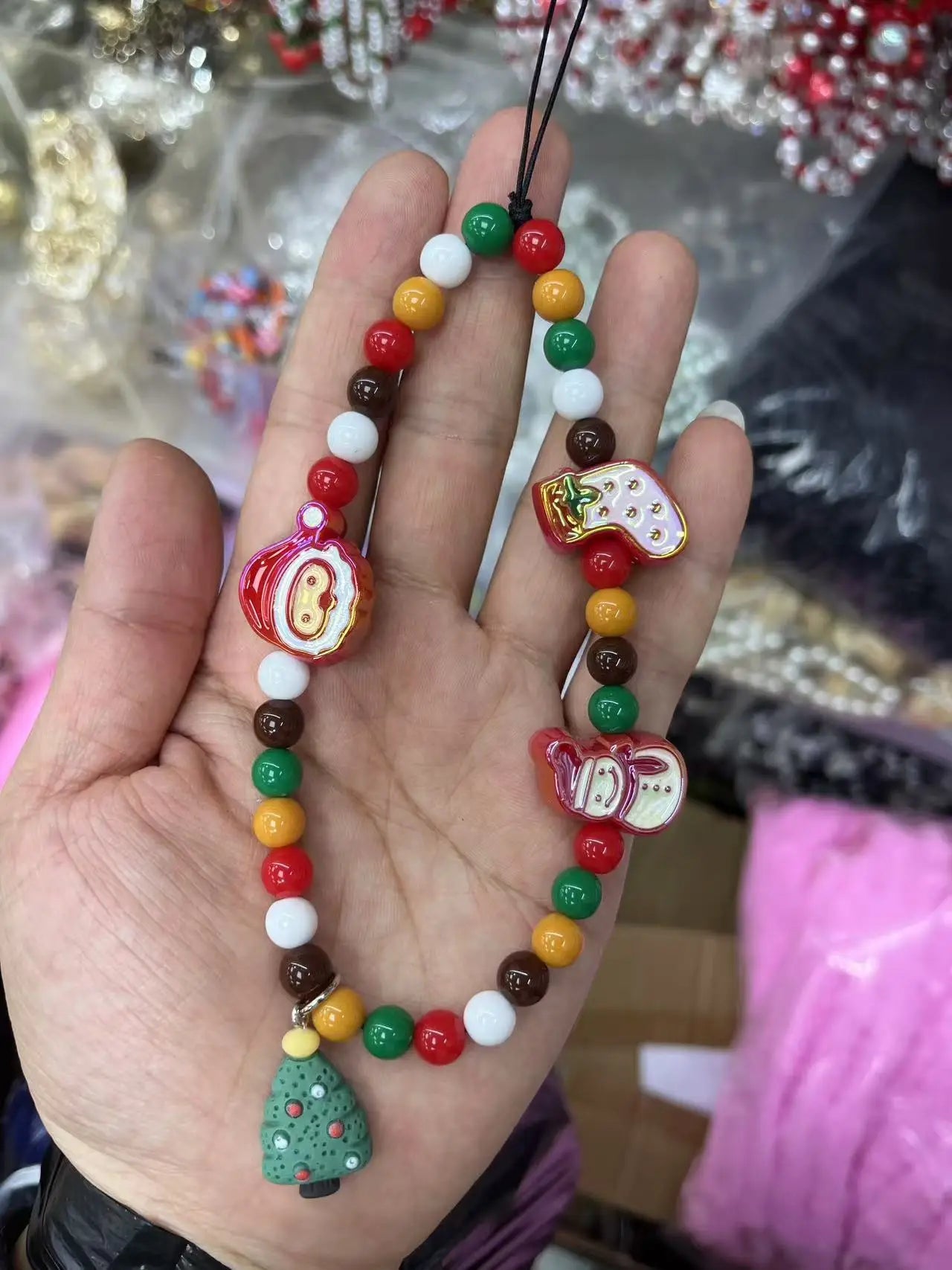 Whimsical Christmas Phone Chain Charm 🎄 Cute Wrist Strap Lanyard For IPhone