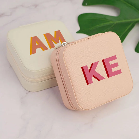 Kawaii Personalized Leather Travel Jewelry Case ✨💖 Cute Bridesmaid Gift Box for Her! 🎀💍