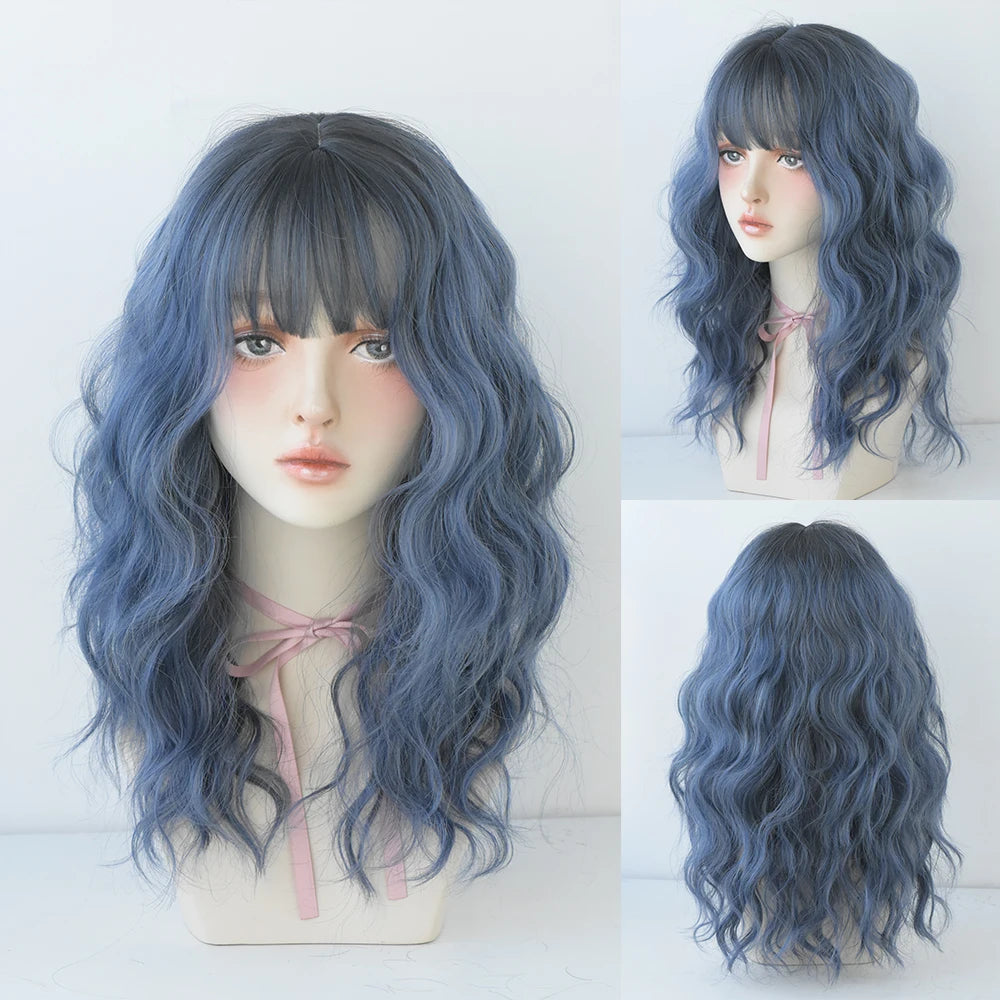 Kawaii Blonde Cosplay Wig 🎀✨ | Wavy Synthetic Hair with Bangs for Daily & Party Looks 💖