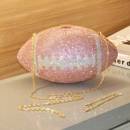 Sparkling Football Clutch Bag ⚽✨ - Shiny Rhinestone Evening Purse for Glamorous Nights! 🌙💖