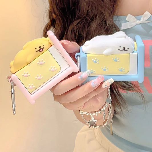Kawaii Silicone Dog Earphone Case 🐾🎧 - Cute & Shockproof for AirPods Pro 1/2/3/4 with Keyring