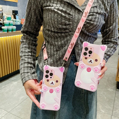 Adorable Bear Crossbody Case for Samsung A-Series 📱🐻✨