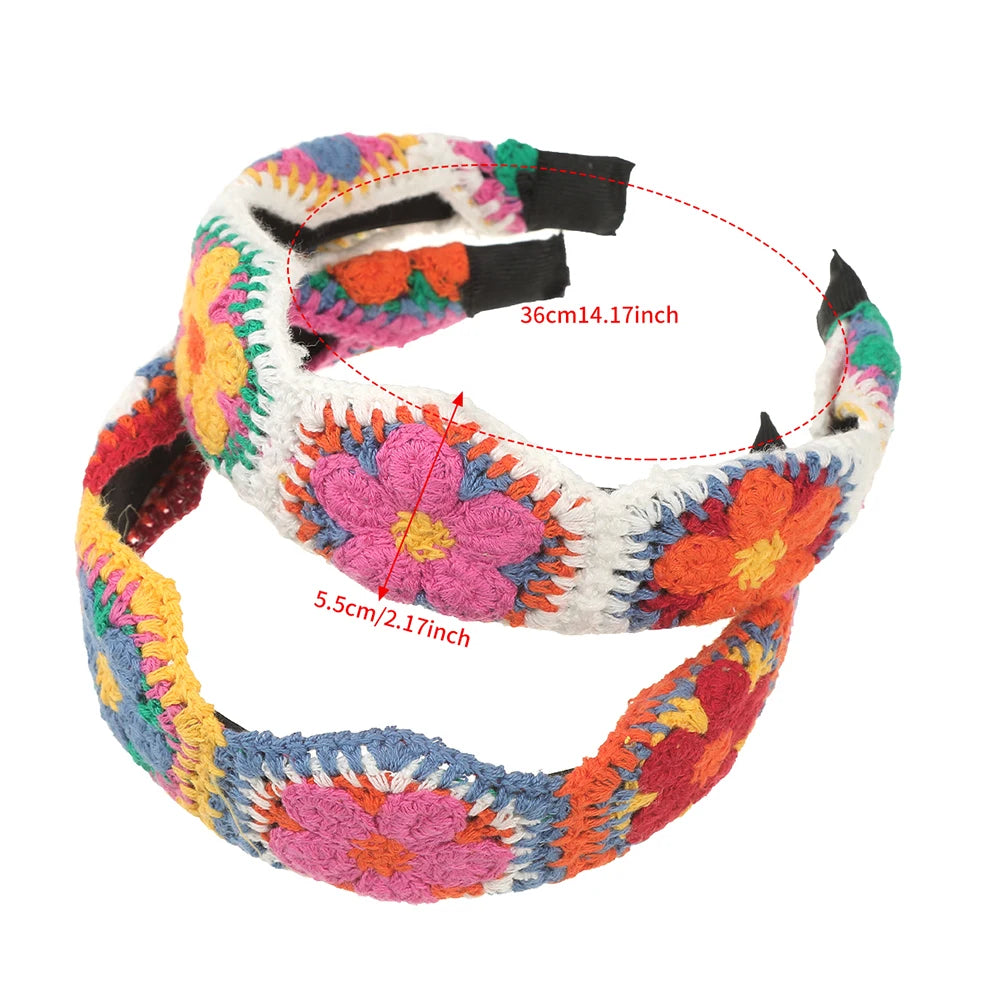 Kawaii Knitted Headbands 🌸✨ Cute Non-Slip Wide Hairbands for Women - Trendy Ethnic Style!