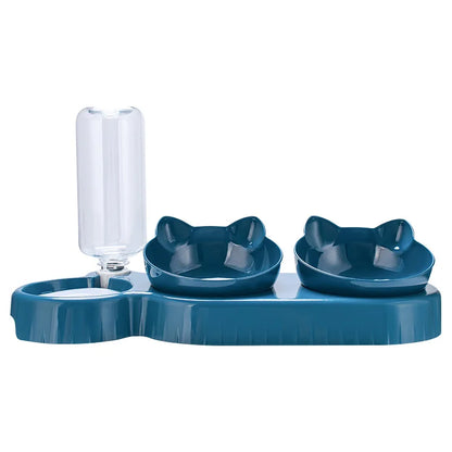 Kawaii 3-in-1 Cat Feeder & Water Dispenser 🐾💕 | Adorable Double Bowl Set for Small Pets 🐱💧 | Cute Cat Accessories