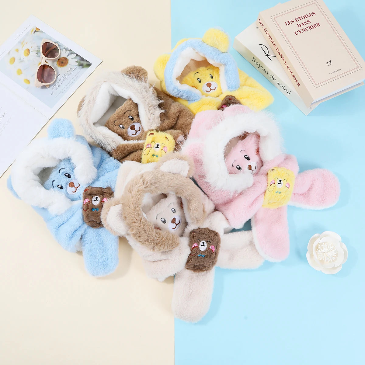 Winter Kids Scarf Hat Mask Set Plush Beanie 1-6 Years ❄️🧣🐻