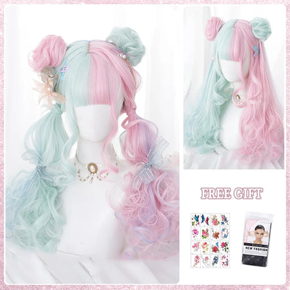 Kawaii Ombre Green Wavy Wig 🌟✨ | Heat-Resistant Fiber for Cosplay & Daily Style 💚🎀