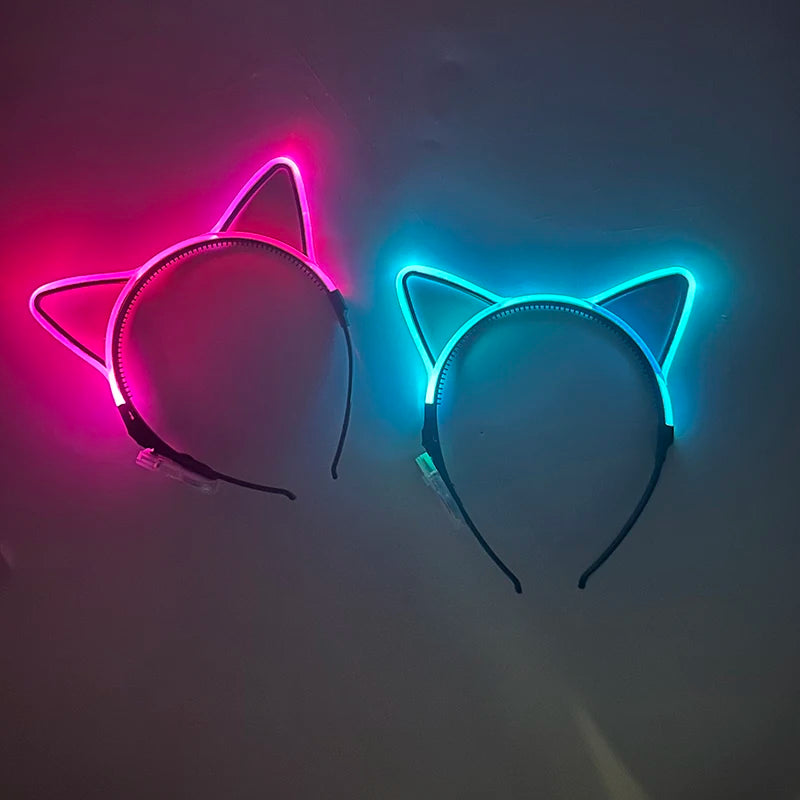 Kawaii LED Cat Ears Headband 🎀✨ | Colorful Glowing Hair Accessory for Cosplay & Parties 🎉💖