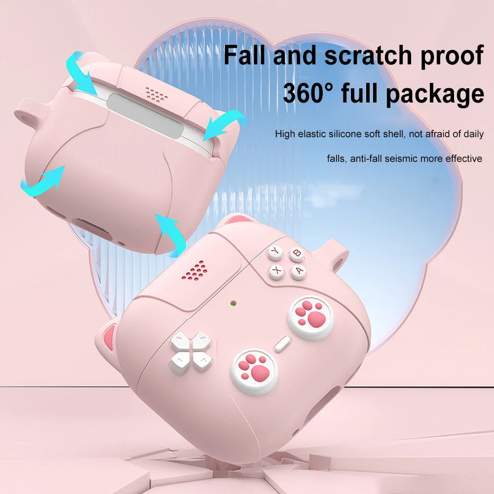 Cute Cat Paws 🐾 Silicone Case for AirPods 4 🎧 - Adorable Protection with Carabiner 🐱✨ - Pixie Quill
