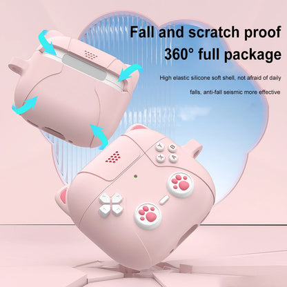 Cute Cat Paws 🐾 Silicone Case for AirPods 4 🎧 - Adorable Protection with Carabiner 🐱✨ - Pixie Quill