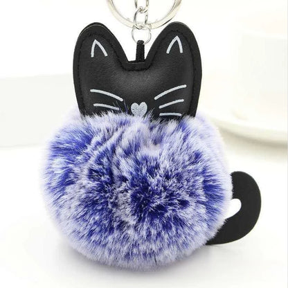 Kawaii Cat Pompom Keychain 🐾✨ Adorable Fur Ball Tail Accessory for Bags & Keys 💖 Perfect Gift for Cat Lovers!